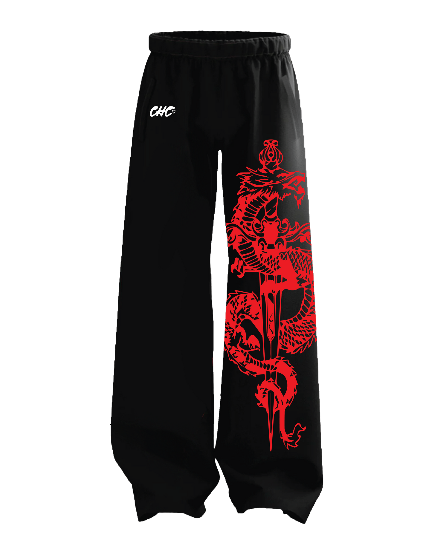 Dragon Black Straight Fit Baggy Pants