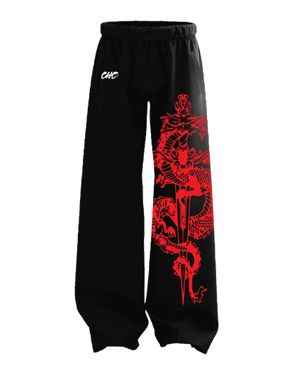 Dragon Black Straight Fit Baggy Pants